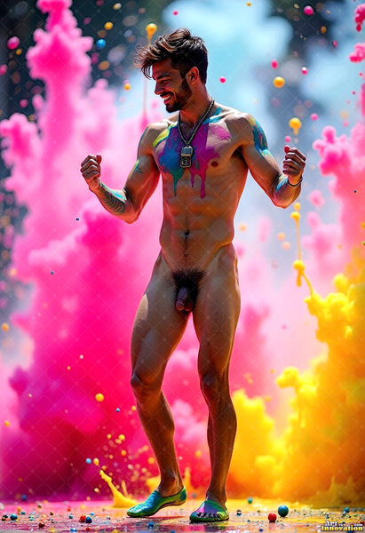 Body Paint Splat Fun Nude - AI Abstract Art