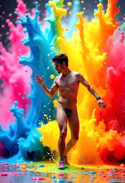 Body Paint Splat Fun Nude - AI Abstract Art