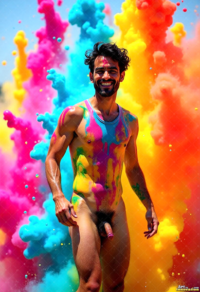 Body Paint Splat Fun Nude - AI Abstract Art