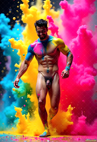 Body Paint Splat Fun Nude - AI Abstract Art