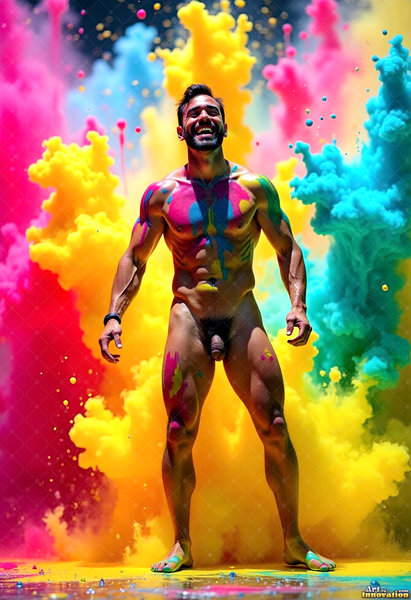 Body Paint Splat Fun Nude - AI Abstract Art