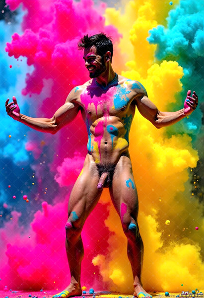Body Paint Splat Fun Nude - AI Abstract Art
