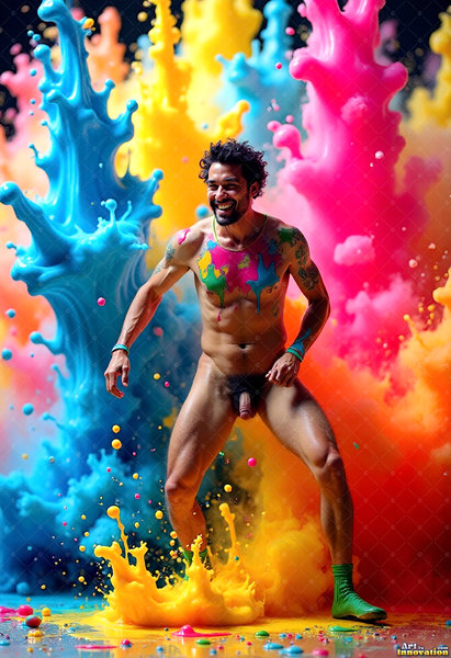 Body Paint Splat Fun Nude - AI Abstract Art