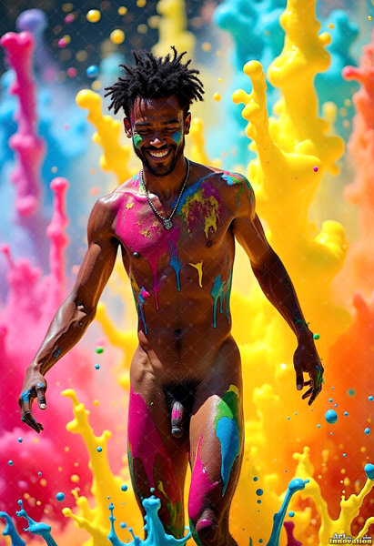 Body Paint Splat Fun Nude - AI Abstract Art