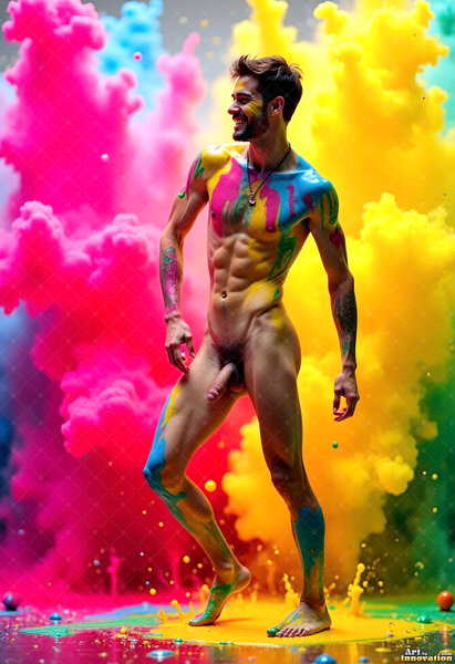 Body Paint Splat Fun Nude - AI Abstract Art