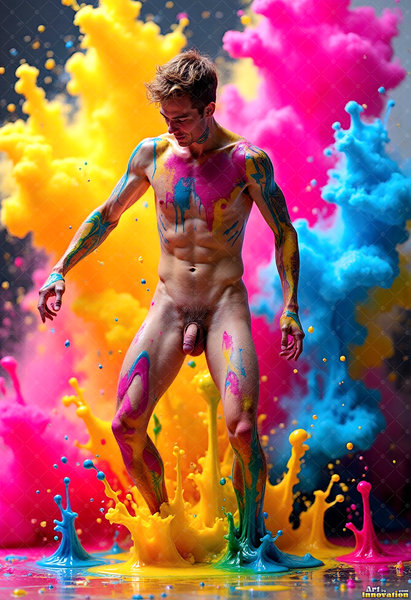 Body Paint Splat Fun Nude - AI Abstract Art