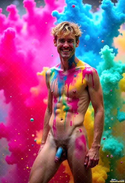 Body Paint Splat Fun Nude - AI Abstract Art
