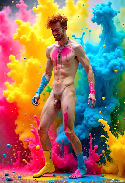 Body Paint Splat Fun Nude - AI Abstract Art