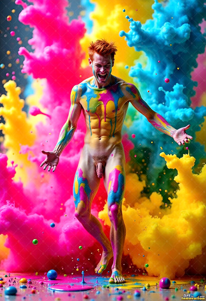 Body Paint Splat Fun Nude - AI Abstract Art