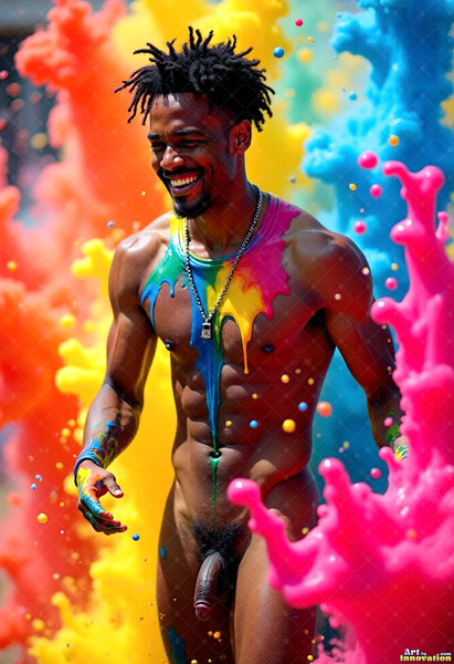 Body Paint Splat Fun Nude - AI Abstract Art