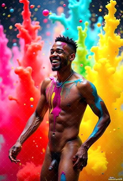 Body Paint Splat Fun Nude - AI Abstract Art