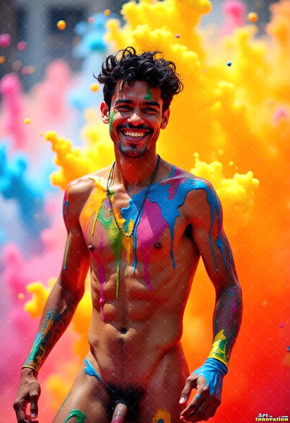 Body Paint Splat Fun Nude - AI Abstract Art