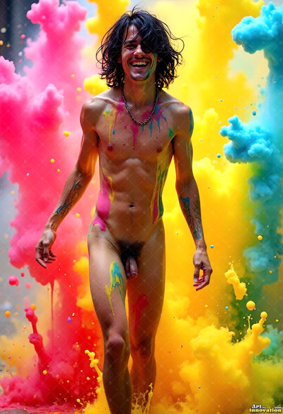Body Paint Splat Fun Nude - AI Abstract Art