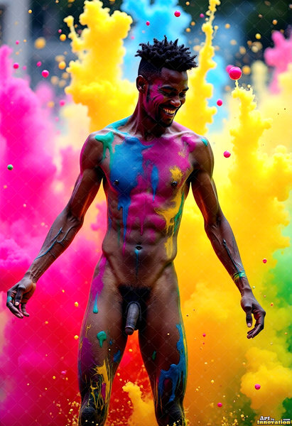 Body Paint Splat Fun Nude - AI Abstract Art