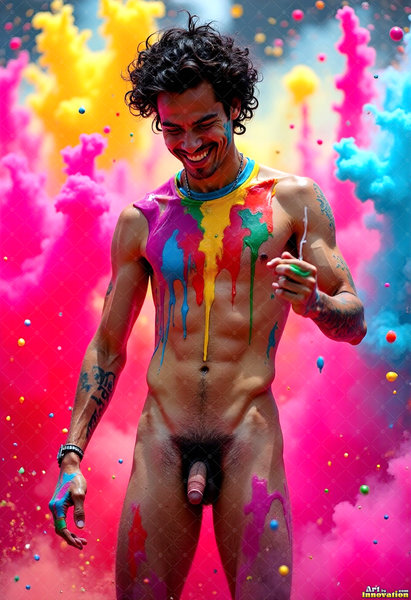 Body Paint Splat Fun Nude - AI Abstract Art
