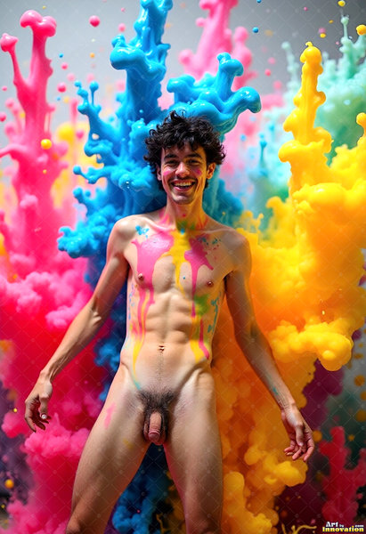 Body Paint Splat Fun Nude - AI Abstract Art