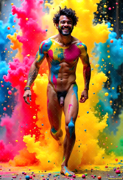 Body Paint Splat Fun Nude - AI Abstract Art