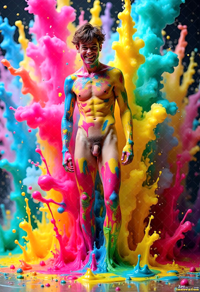 Body Paint Splat Fun Nude - AI Abstract Art