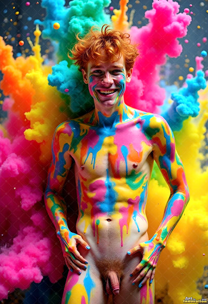 Body Paint Splat Fun Nude - AI Abstract Art