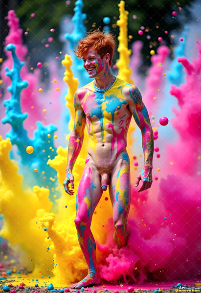 Body Paint Splat Fun Nude - AI Abstract Art