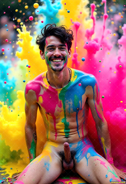 Body Paint Splat Fun Nude - AI Abstract Art