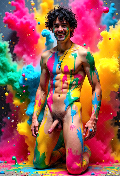 Body Paint Splat Fun Nude - AI Abstract Art