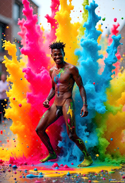 Body Paint Splat Fun Nude - AI Abstract Art