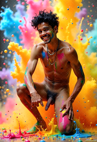 Body Paint Splat Fun Nude - AI Abstract Art