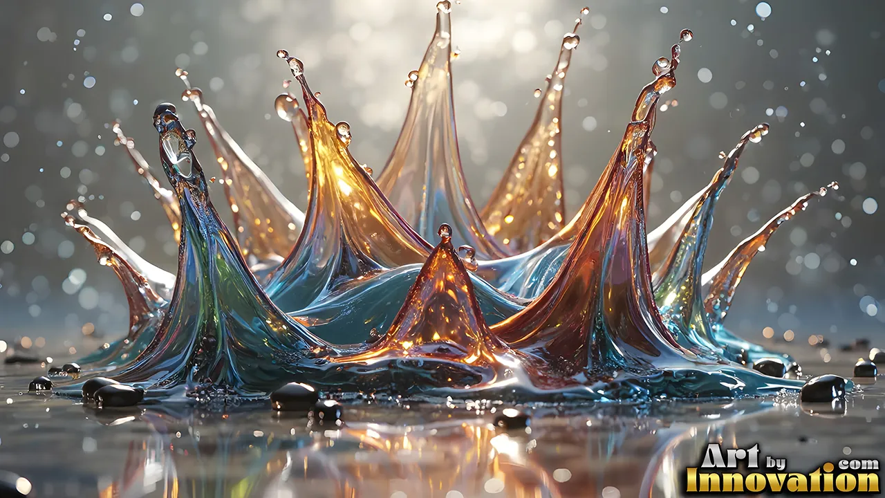 Rainbow Liquid Splash Art