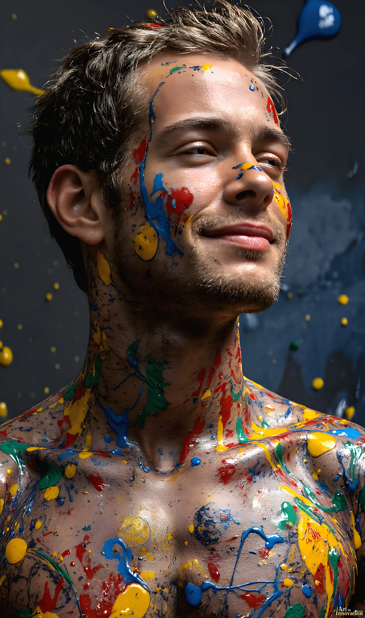 Colorful Happy Male Faces